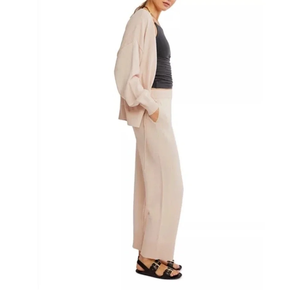 Free People Beach Solar Sweater 2 Piece Set Beige Pants And Top Small Medium